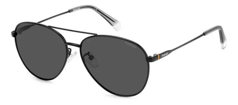 Polaroid Unisex PLD 4142/G/S/X 807/M9 Occhiali da sole Metallo Nero Grigio Pilot Polarizzata