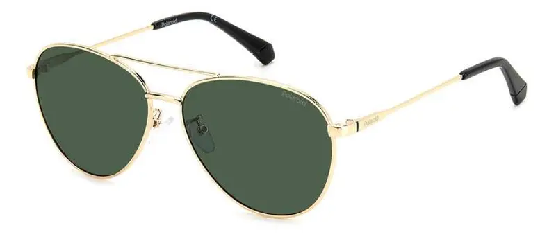 Polaroid Unisex PLD 4142/G/S/X PEF/UC Occhiali da sole Metallo Oro verde Verde Pilot Polarizzata