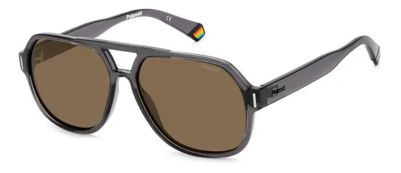 Polaroid Unisex PLD 6193/S KB7/SP Occhiali da sole Plastica Grigio Marrone Pilot Polarizzata