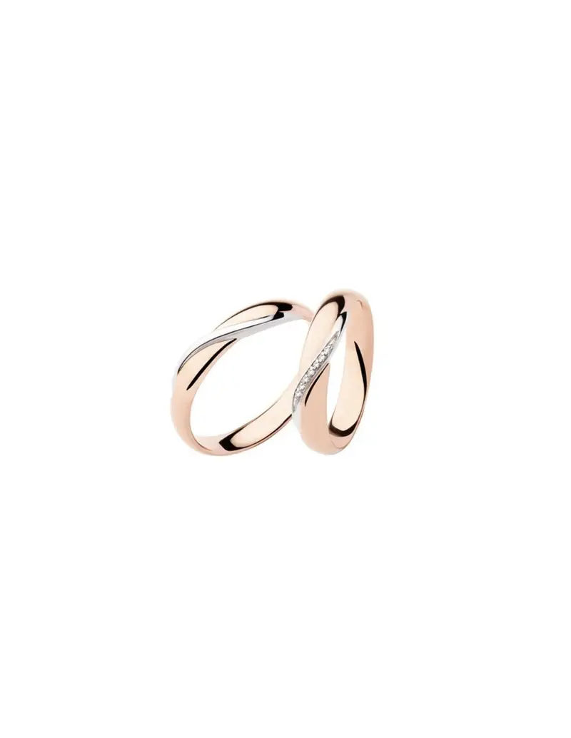 Polello Fede nuziale in Oro Bianco e Rosa 18kt - D2892URB
