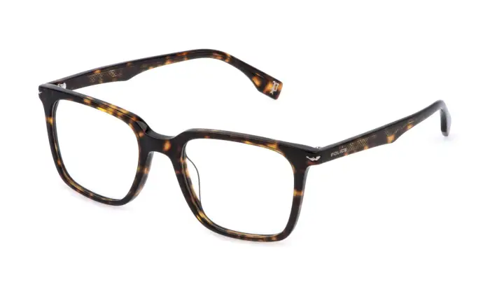 Police Uomo VPLG73E CHAMP 2 06E4 Montature da vista Acetato Marrone Squadrata