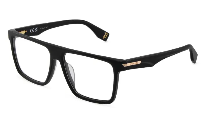 Police Uomo VPLU57 NERVE 4 703 Montature da vista Acetato Nero Squadrata