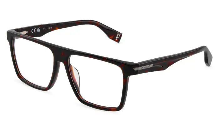 Police Uomo VPLU57 NERVE 4 722Y Montature da vista Acetato Havana Squadrata