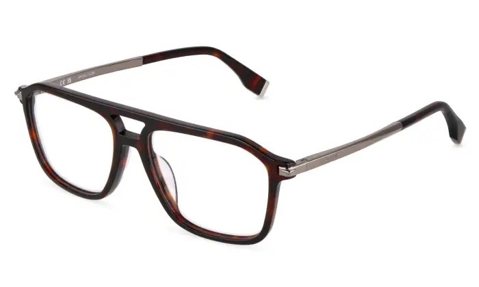 Police Uomo VPLU59 ELITE 4 722 Montature da vista Acetato Havana Geometrica