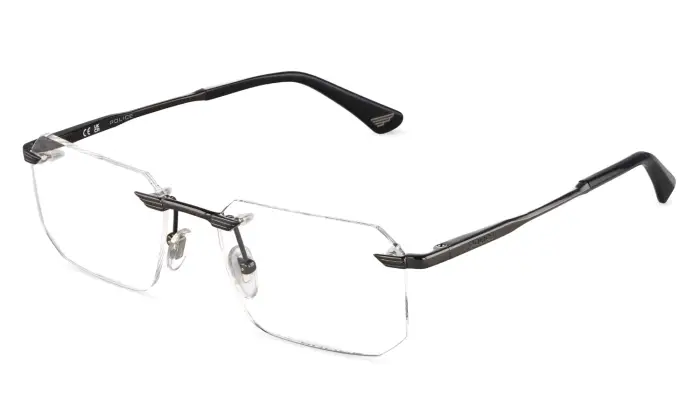 Police Uomo VPLU64 OVERFLY 3 568 Montature da vista Metallo Grigio Geometrica