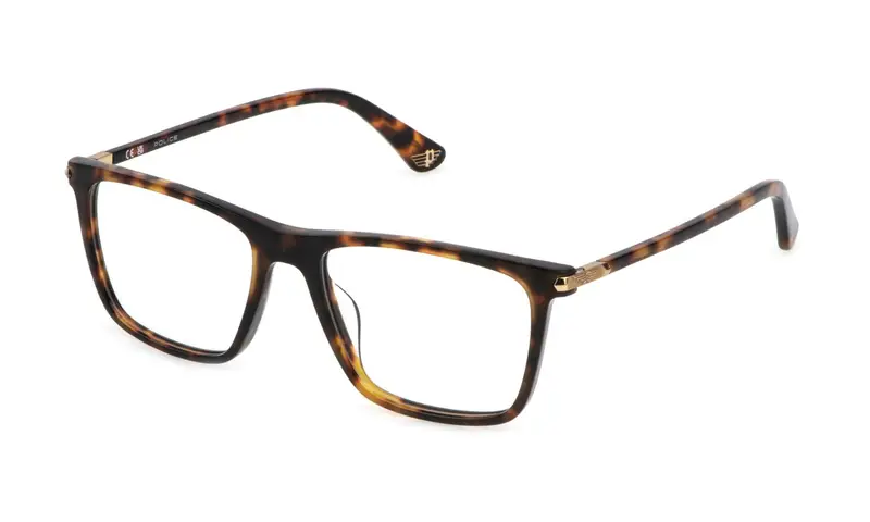 Police Uomo VPLP12 ROADIE 6 0C10 Montature da vista Acetato Havana Squadrata