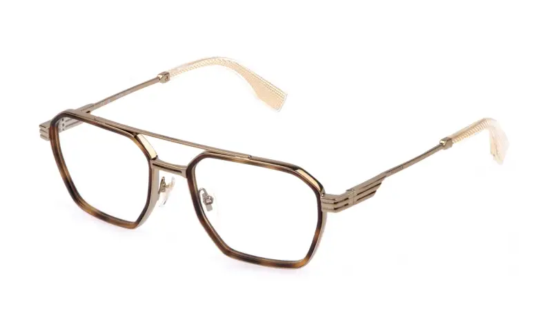 Police Uomo VPLQ76E 08FF Montature da vista Metallo Oro Geometrica