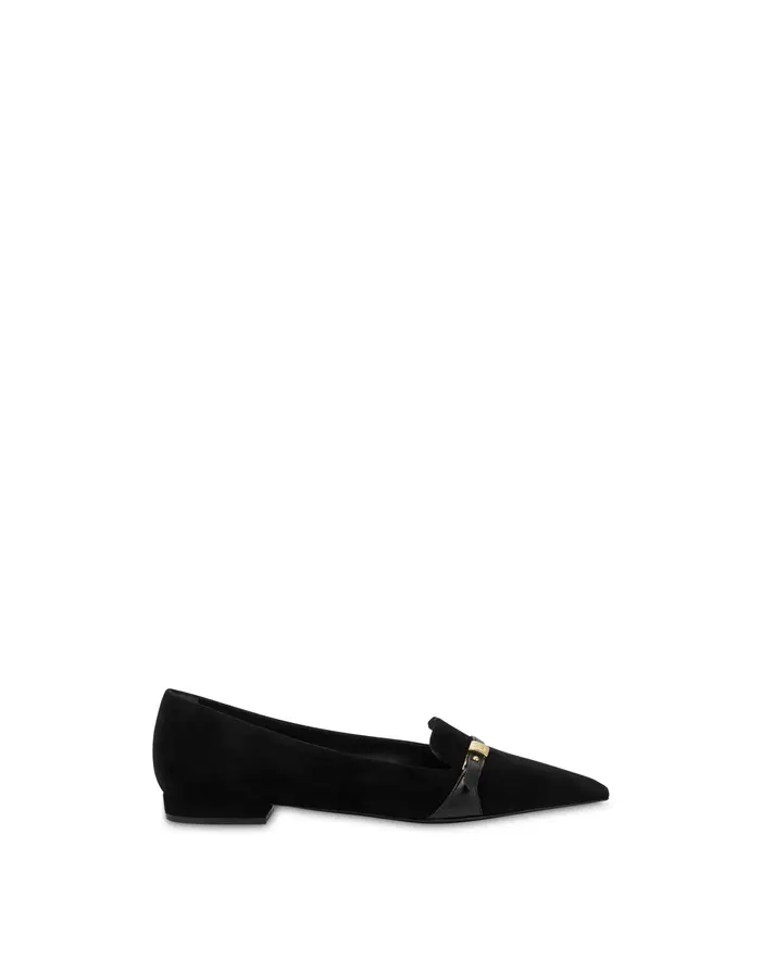 pollini Ballerina Alba in camoscio e vitello NERO/NERO