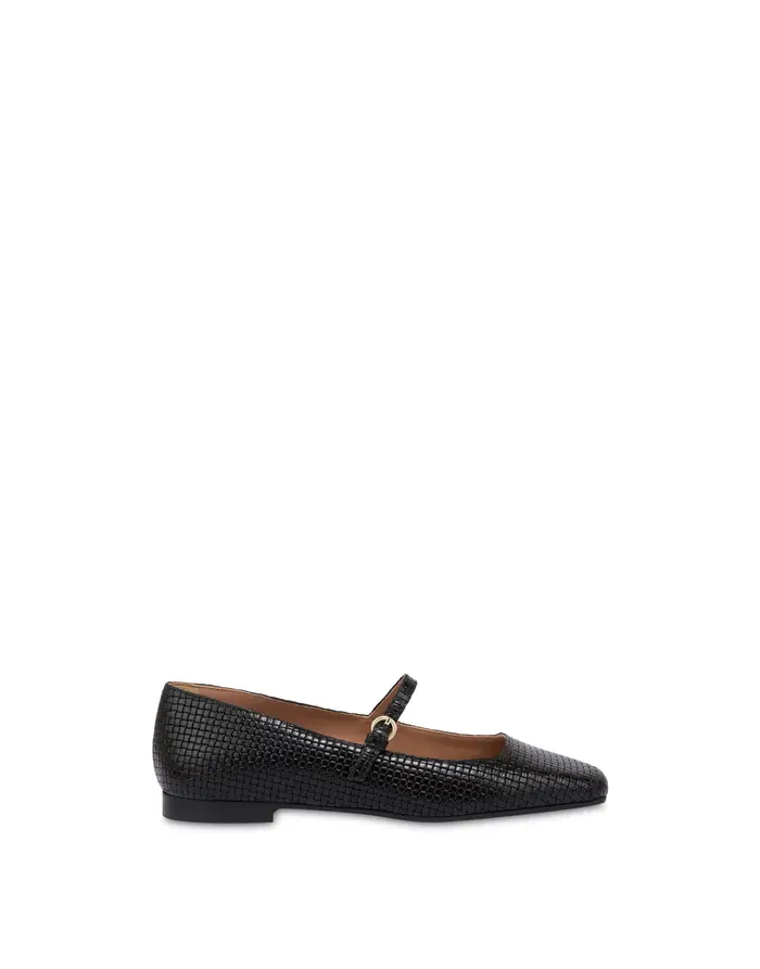 pollini Ballerina Nina in vitello stampa intreccio NERO