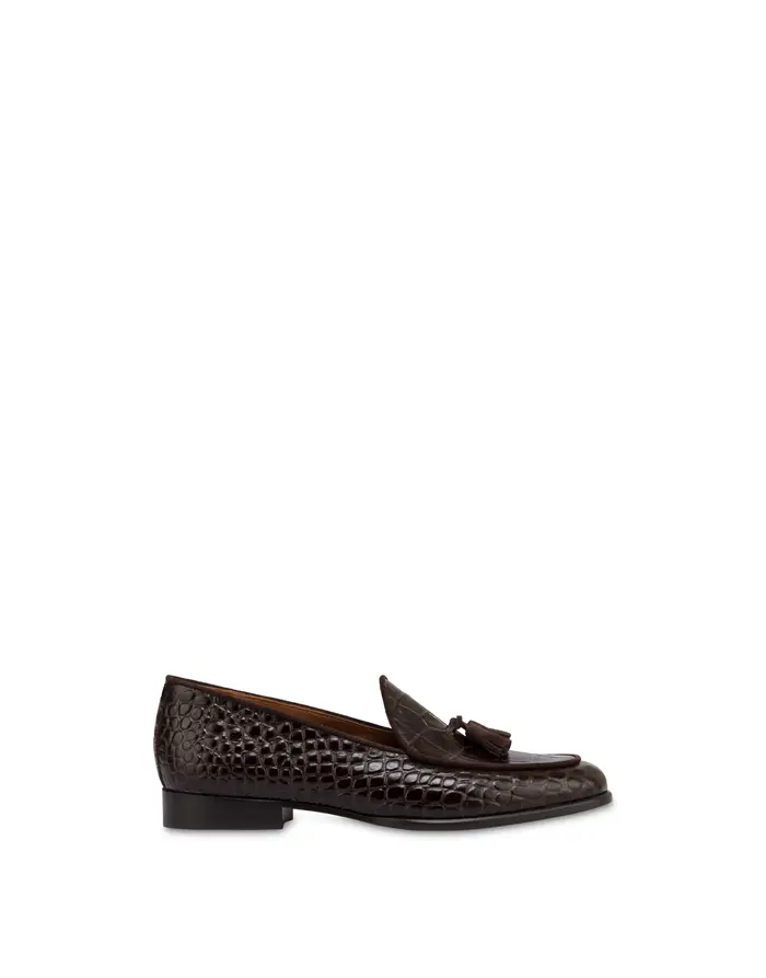 pollini Belgian Shoes Outline in vitello stampa cocco e crosta T MORO/T MORO, Marrone