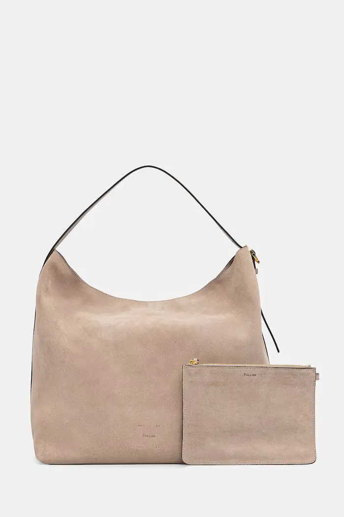 Pollini borsa in pelle scamosciata Beige