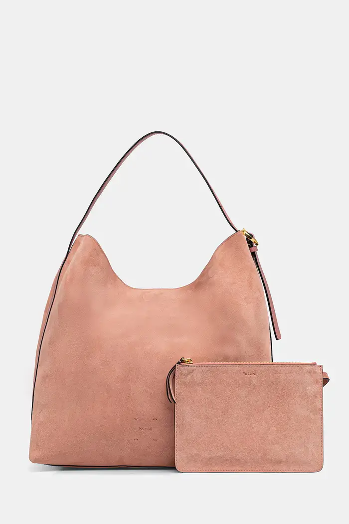 Pollini borsa in pelle scamosciata Rosa