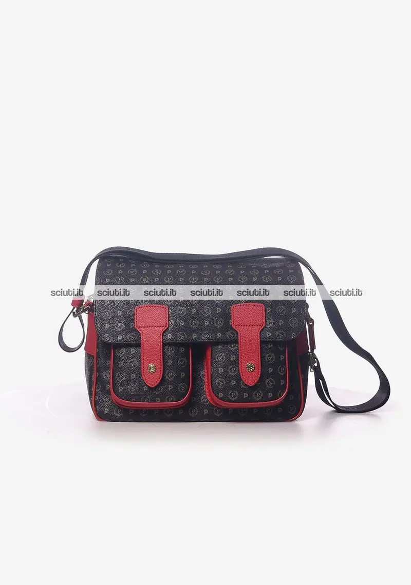 Borsa Pollini Heritage donna messenger media logo all over rosso