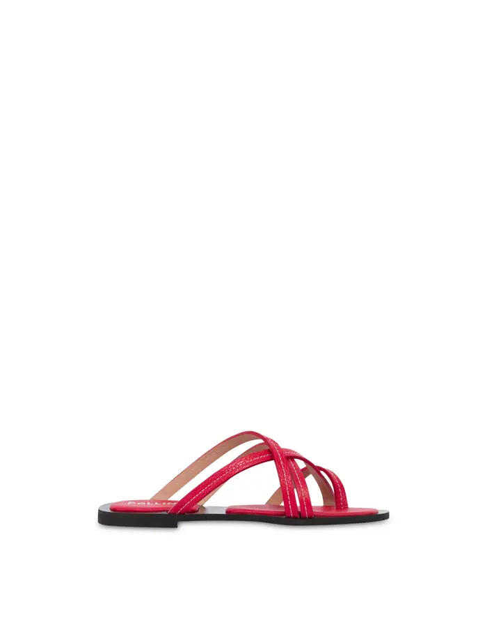 pollini Ciabatta Flat In Vitello Bottalato FIAMMA, Rosso