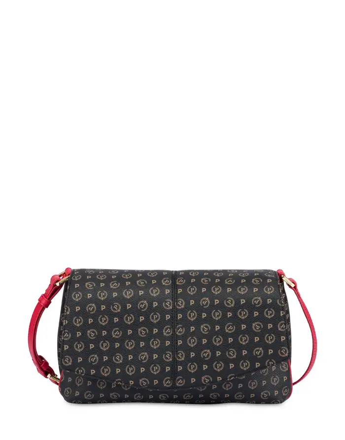 pollini Crossbody Bag in Heritage Logo NERO/LACCA