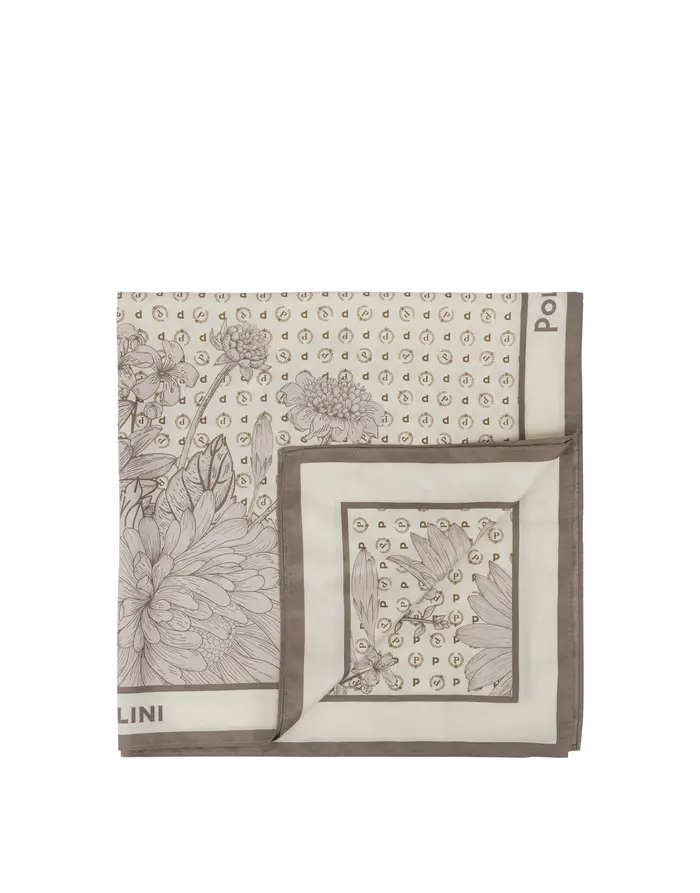 pollini Foulard Heritage Botanical Flower AVORIO, Marrone