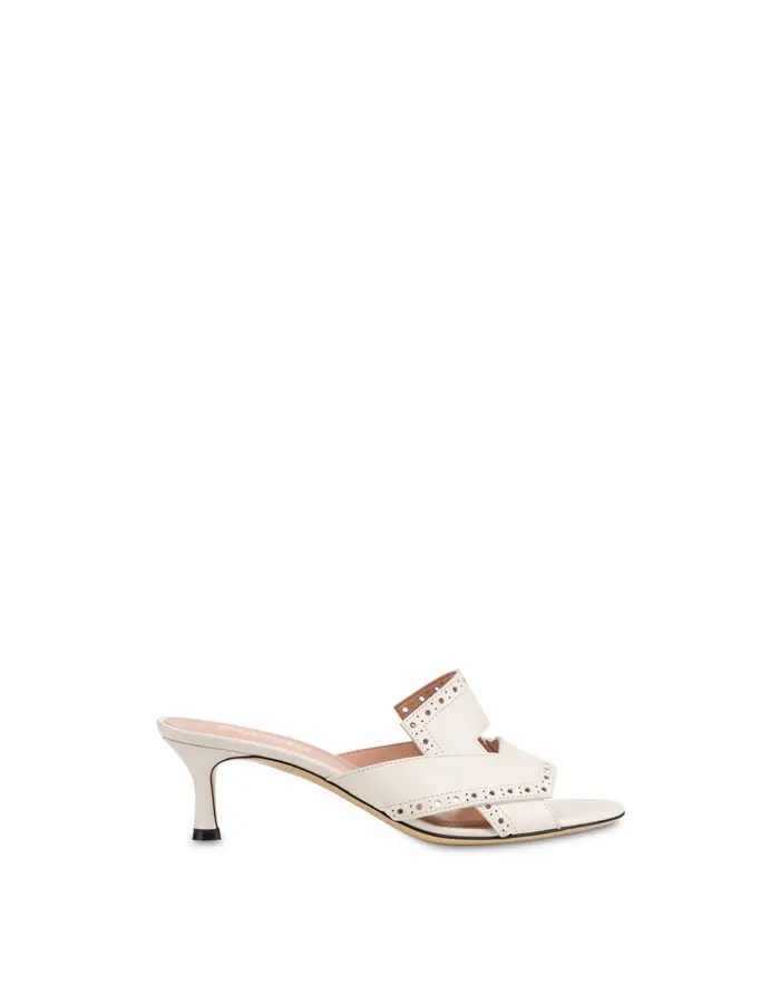 pollini Mule Brogue In Vitello CRISTALLO, Bianco