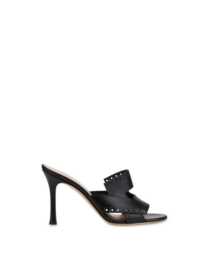 pollini Mule Brogue In Vitello NERO