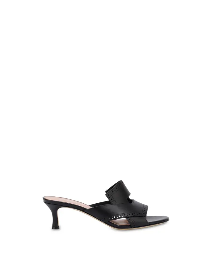 pollini Mule Brogue In Vitello NERO