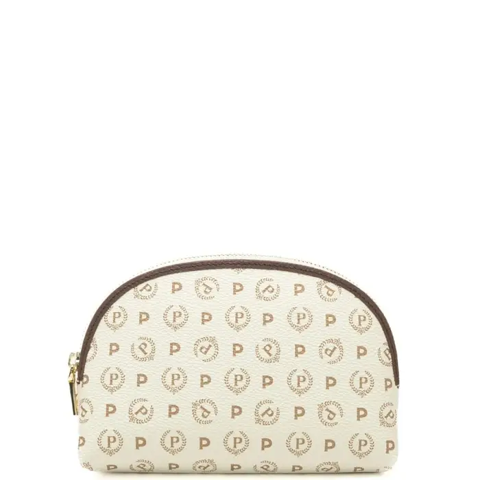 Pollini pochette piccola da donna con stampa logo monogram heritage avorio marrone