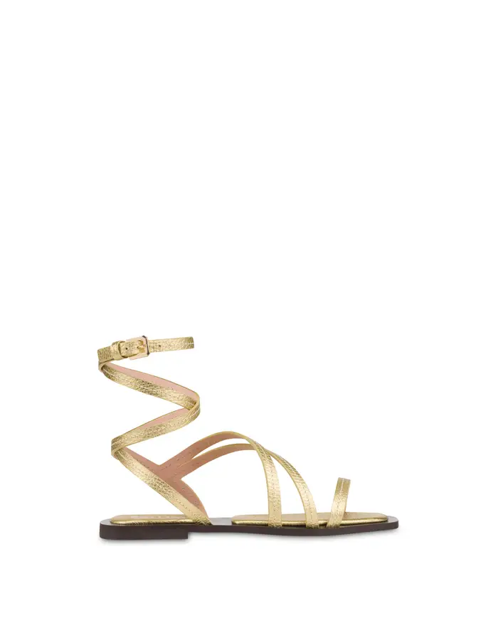 pollini Sandalo Flat Capri in Vitello ORO