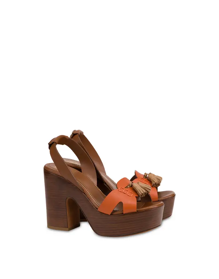 pollini Sandalo Platform Amonet in Crosta TERRACOTTA/CUOIO/MOCHA MOUSSE, Marrone