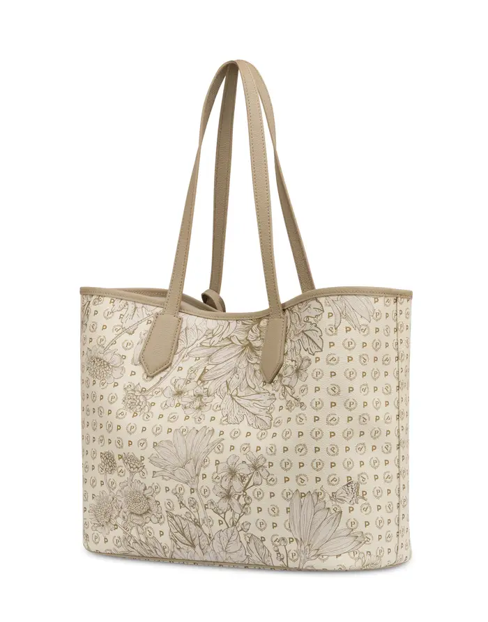 Shopping Bag Heritage Botanical AVORIO/GHIACCIO, Pollini Marrone miniatura 2