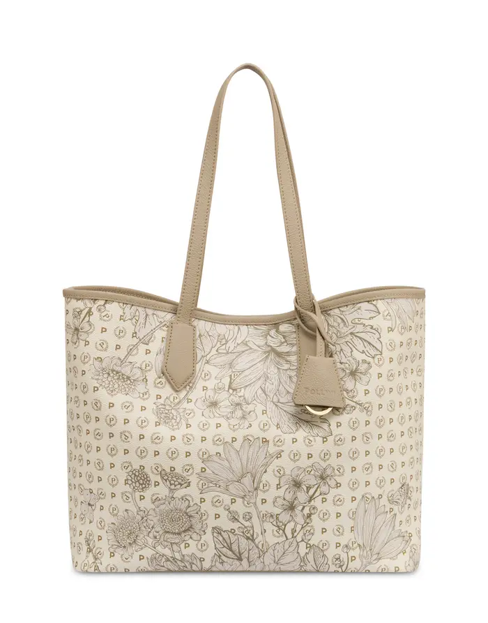 Shopping Bag Heritage Botanical AVORIO/GHIACCIO, Pollini Marrone