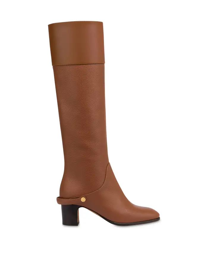 pollini Stivale Jockey in vitello bottalato CUOIO/CUOIO, Grigio