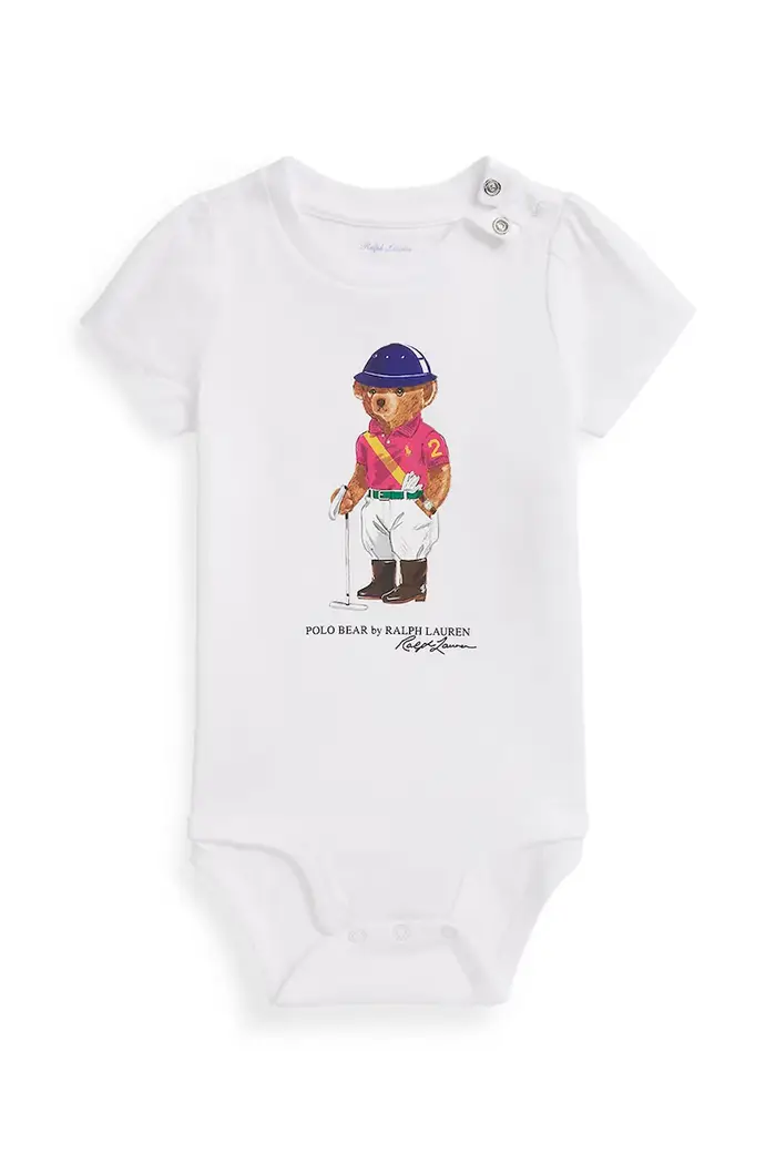 Polo Ralph Lauren body di cotone neonato/a Bianco