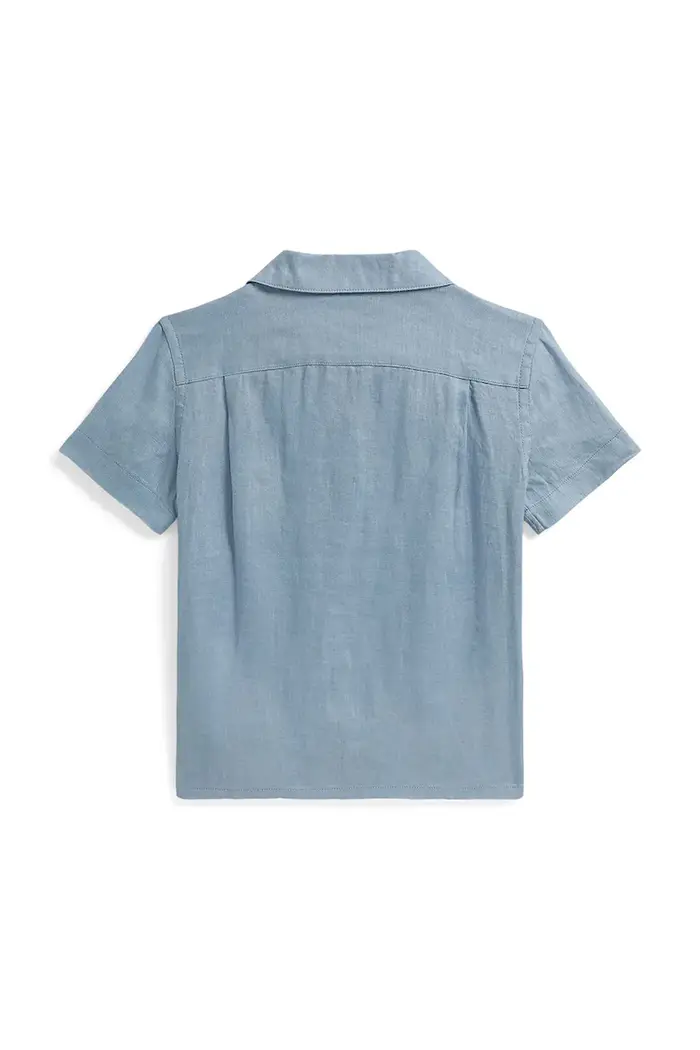 camicia per bambini in lino Blu