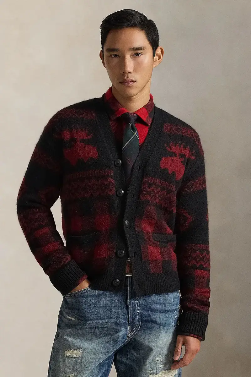 Polo Ralph Lauren cardigan con lana colore granata 710982260