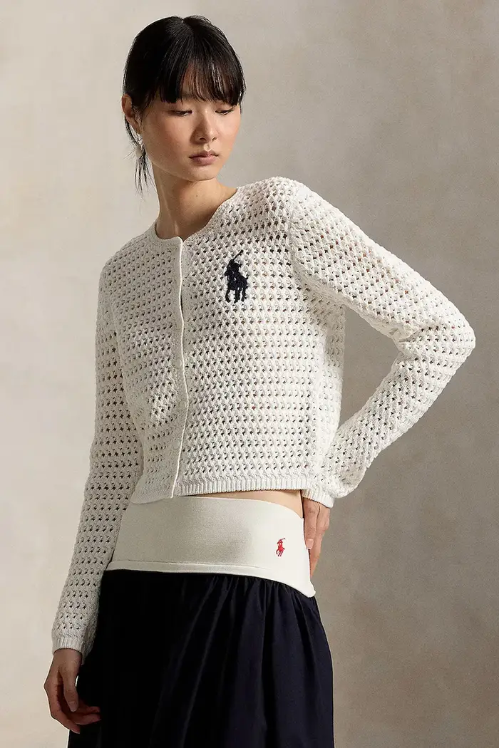 cardigan da donna in cotone Bianco