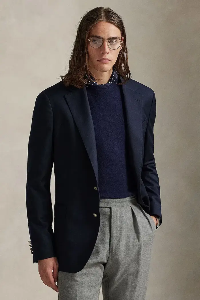 giacca con lana Blu navy