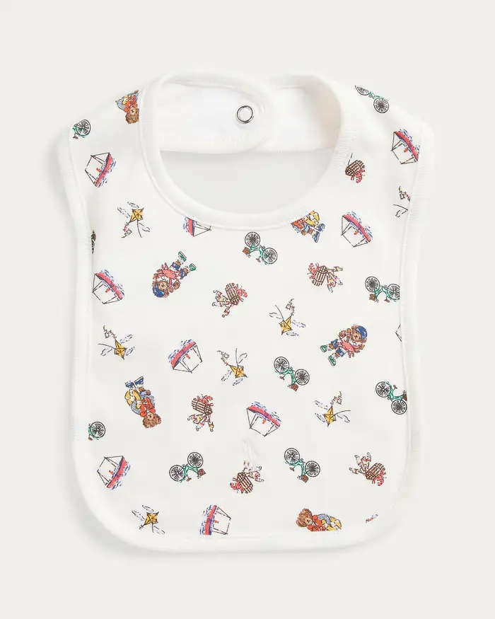 Bavaglino Polo Ralph Lauren bianco in fantasia disegni multicolor all over