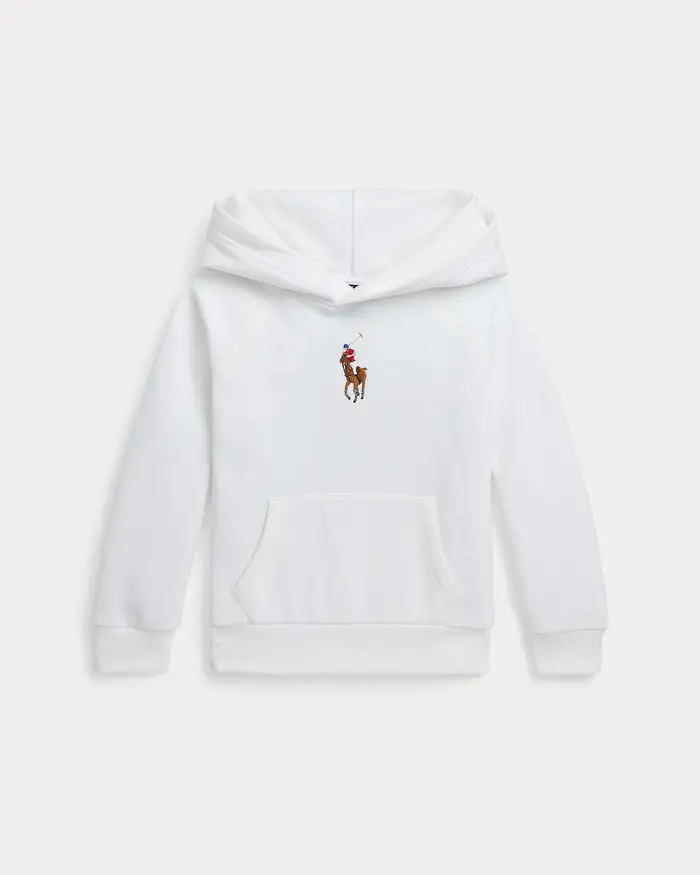Felpa Polo Ralph Lauren bianca in misto cotone con cappuccio e logo pony