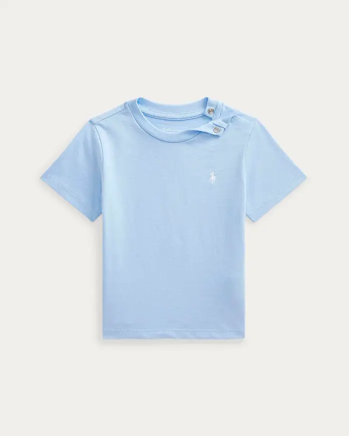 T-shirt Polo Ralph Lauren azzurra mezza manica con logo pony bianco