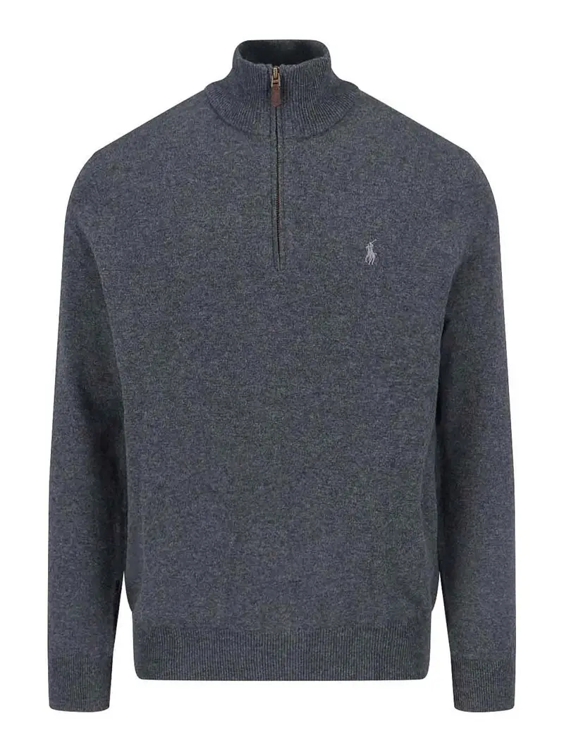 Maglia Zip Logo Grigio