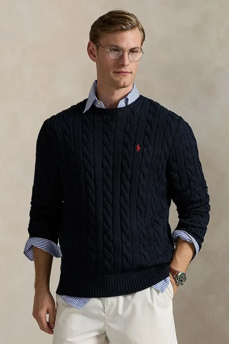 Polo Ralph Lauren maglione in cotone colore beige 710775885 Blu navy