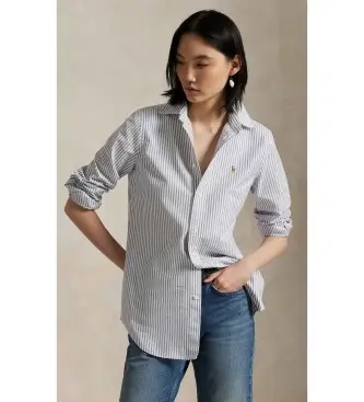 per donna 211941508001 Camicia oxford Slim elasticizzata a righe bianco, blu (42), Casual, Cotone, Classico, Manica lunga