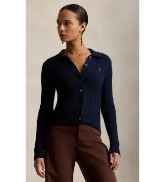 Polo Ralph Lauren per donna 211971881501 Cardigan aderente blu marino, Casual, Cotone, Navy