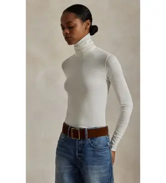 per donna 211976982001 Maglione elasticizzato a collo alto bianco (XXL), Casual, Manica lunga, Lyocell