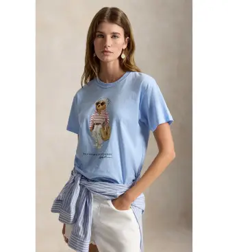 per donna 211A12734001 T-shirt blu Polo Bear (M), Casual, Cotone, Manica corta