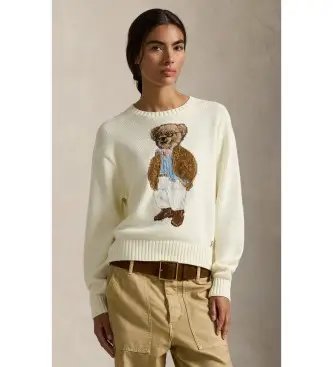 per donna 211A96248001 Maglione in cotone con Polo Bear bianco sporco (L), Casual