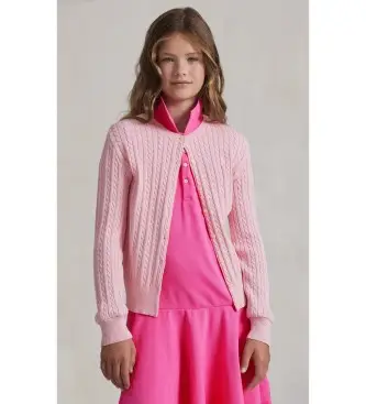 Polo Ralph Lauren per ragazza 313543047010 Cardigan rosa in cotone lavorato a trecce ( 11años= 144/154cm), Casual, moda per bambini