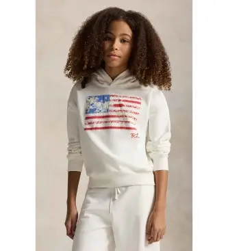 Polo Ralph Lauren per ragazza 313A11840001 Felpa in spugna di cotone con cappuccio bianco ( 11años= 144/154cm), Casual, moda per bamb