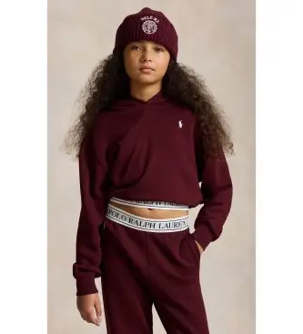 Polo Ralph Lauren per ragazza 313B26263001 Felpa in spugna con cappuccio e logo granata ( 14años= 155/159cm), Rosso, Casual, Cotone