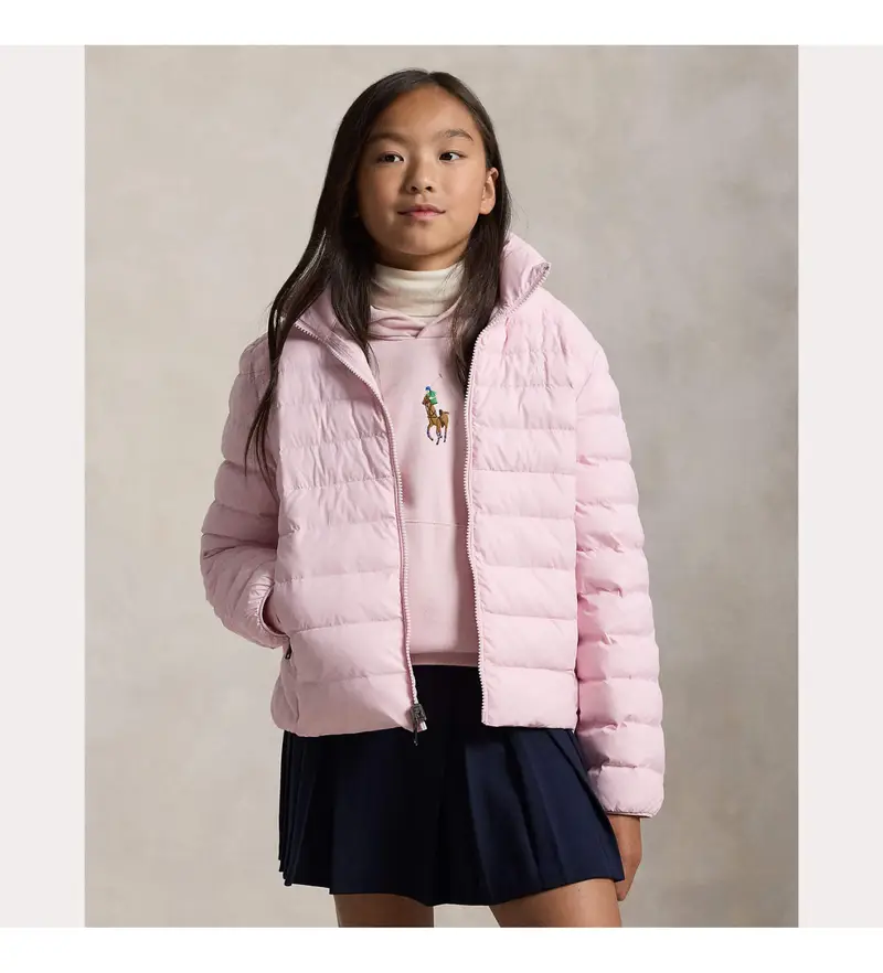 Polo Ralph Lauren per ragazza 323969870003 Cappotto imbottito pieghevole rosa (1214Años=144154cm), Casual, Polister riciclato, moda per bam