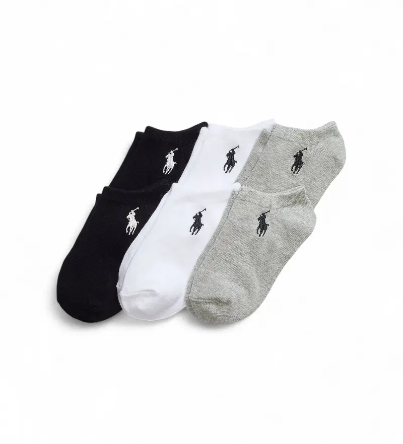 Polo Ralph Lauren per ragazza 447974578001 Set di 6 paia di calzini alla caviglia neri, bianchi e grigi (4/6 5años=102/123cm), Nero, Bianco