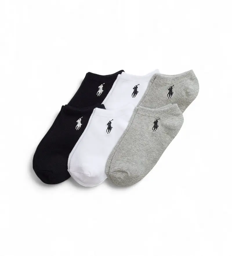 Polo Ralph Lauren per ragazza 448974578001 Set di 6 paia di calzini alla caviglia neri, bianchi e grigi (8/5Años=136/142cm), Nero, Bianco